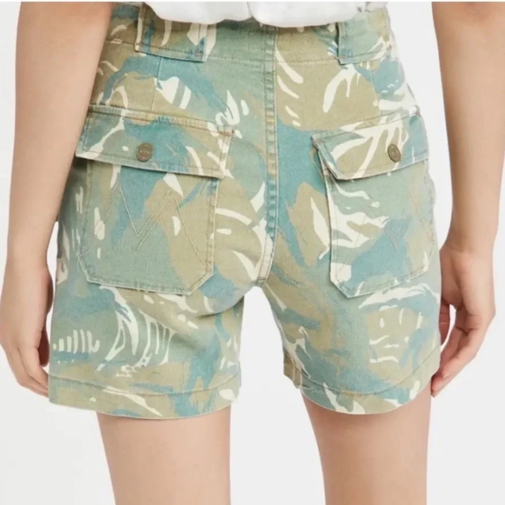 MOTHER The Twister‎ Cargo Shorts Womens Green Camo Utility High Rise Size 27